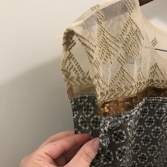 Anthropologie Floreat Gold Stream Sequin Tank small Swing Top sequins embroidery - Picture 7 of 13